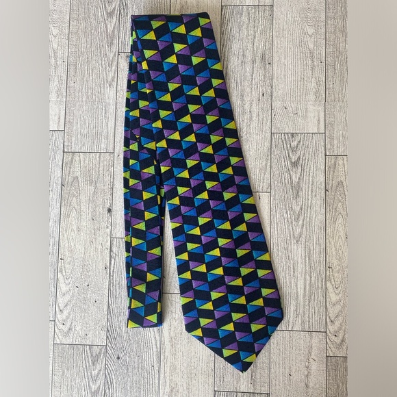 Missoni Other - NWT MISSONI 100% Silk Neck Tie Made in Spain‎ Geometric Design Blue Navy Purple